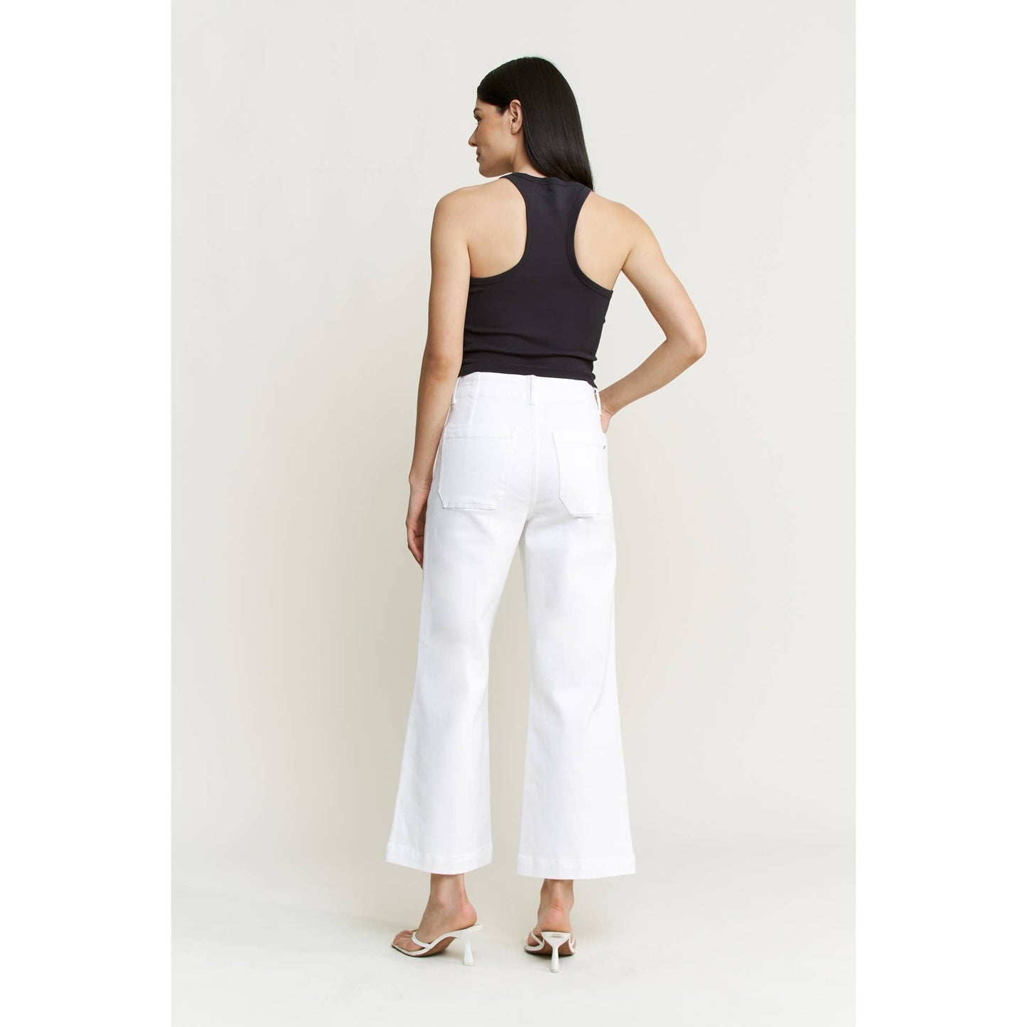 Mica Denim Super High Wide Cropped Utility: Snow Milk
