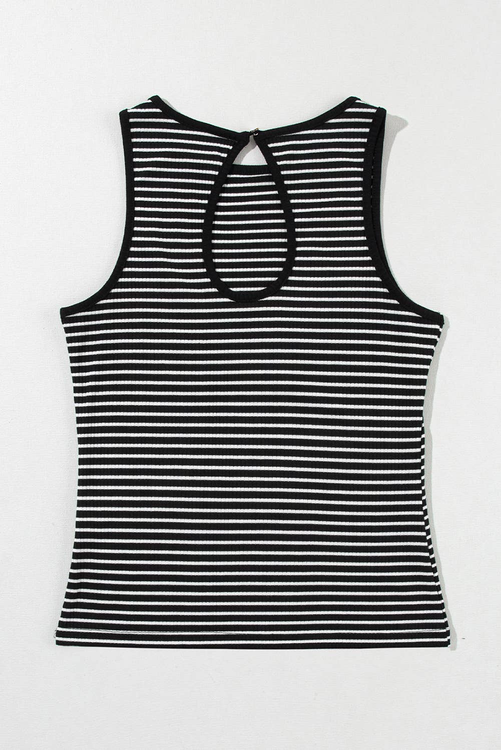 SALE Black Striped Ribbed Knit Sleeveless Top