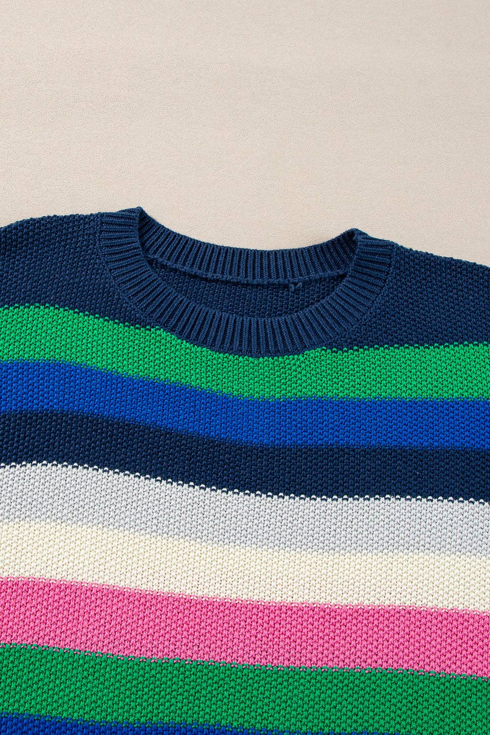 SALE Rainbow Striped Crew Neck Sweater
