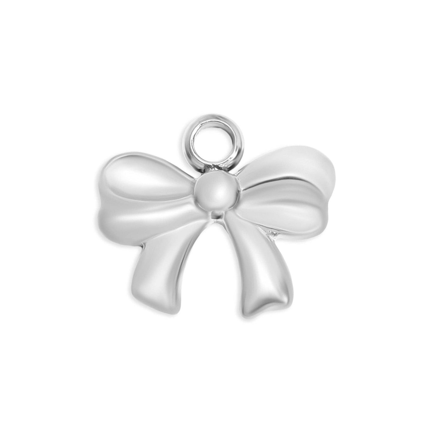 18K Gold PVD Silver Stainless Steel Ribbon Bow Charm