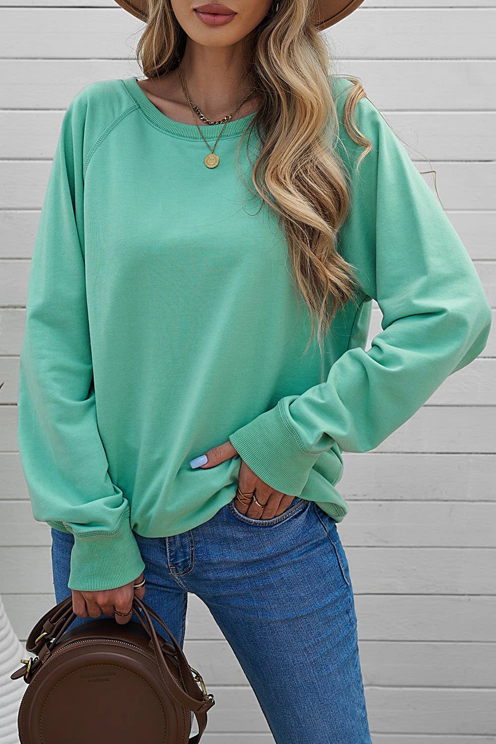Green French Terry Pullover Sweatshirt