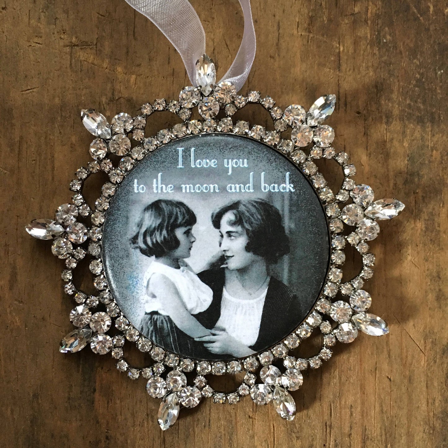 "I love you to the moon and back" Rhinestone Ornament