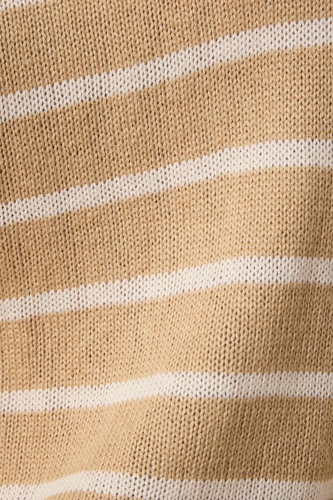 Tan & Cream Striped Round Neck Lightweight Sweater