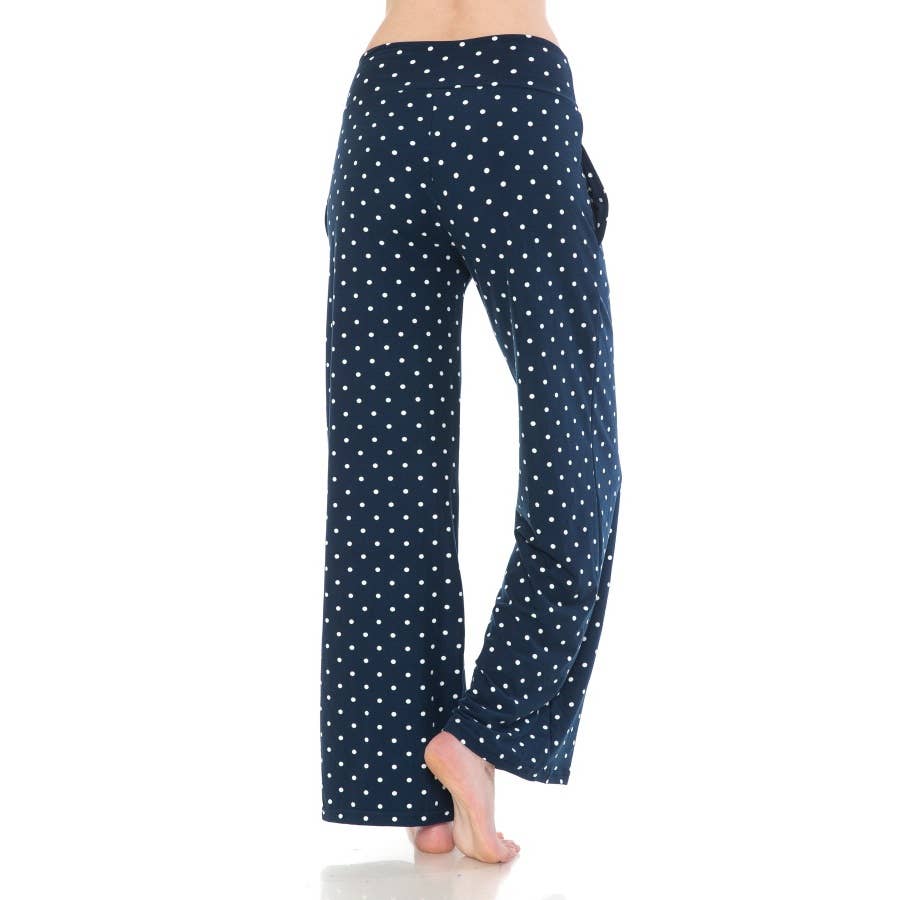 Buttery Soft Navy Polka Dot Pajama Pants with Drawstring