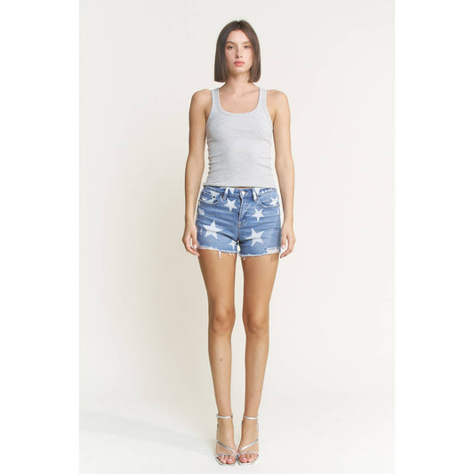 Mica Denim Star High Rise Distressed Short