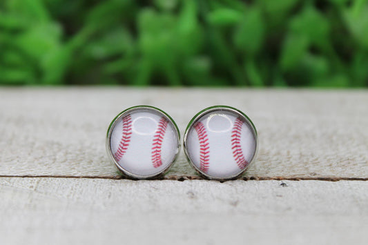 SALE Baseball  Stud Earrings and Keychain