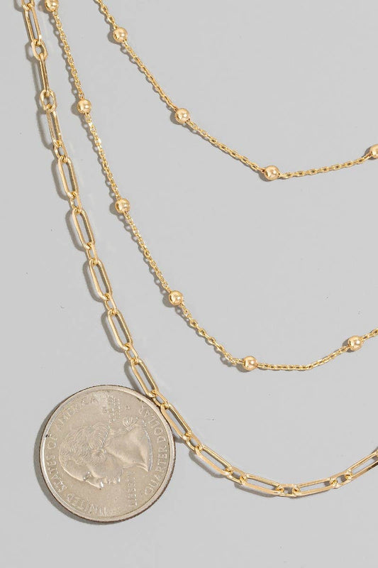 Gold Mixed Layered Chains Necklace Set