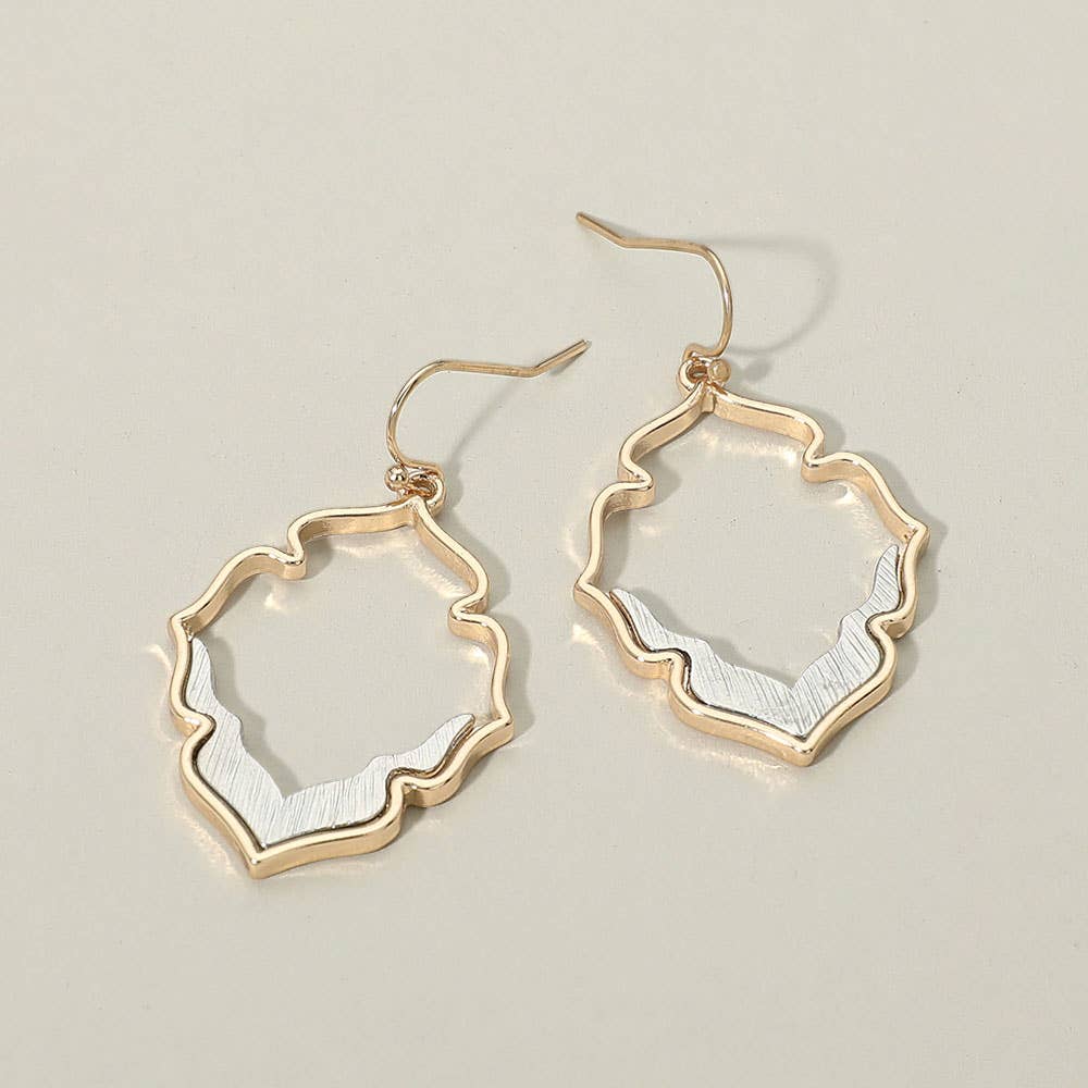 Two Tone Open Frame Drop Earrings
