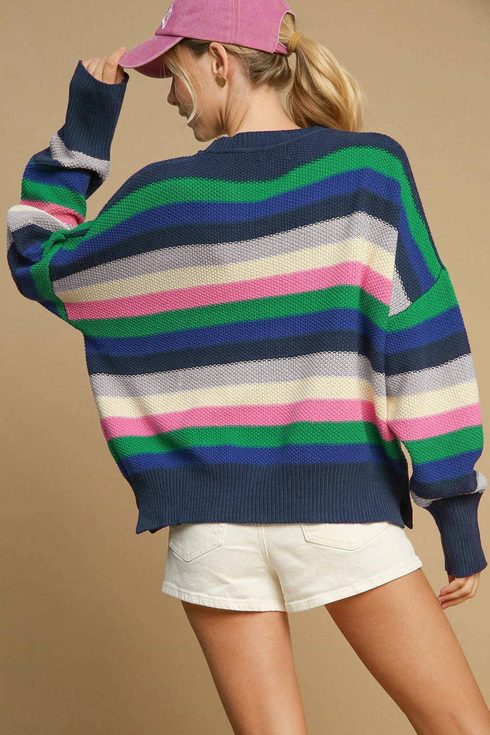 SALE Rainbow Striped Crew Neck Sweater