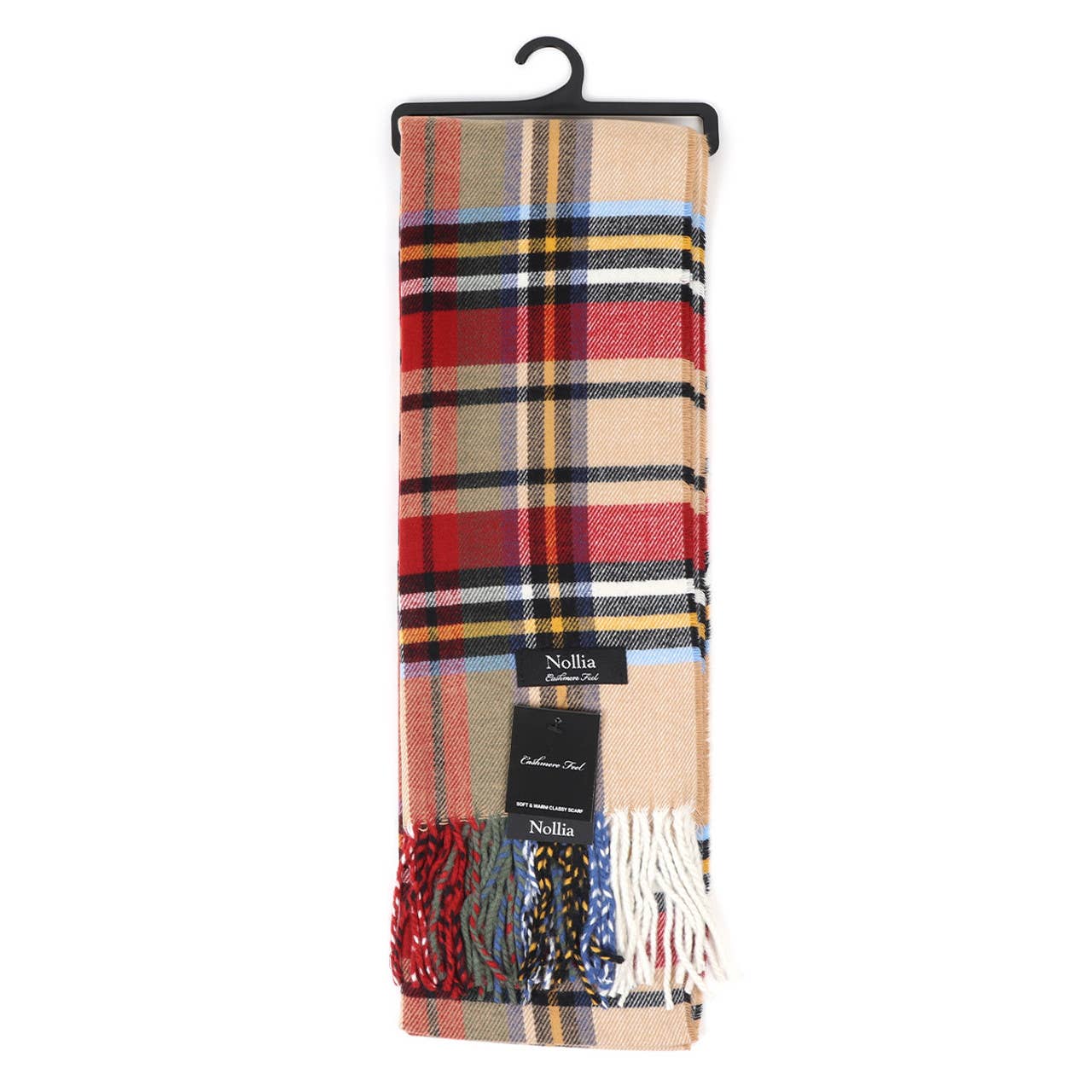 Acrylic Cashmere Feels Winter Scarf: Camel & Ruby