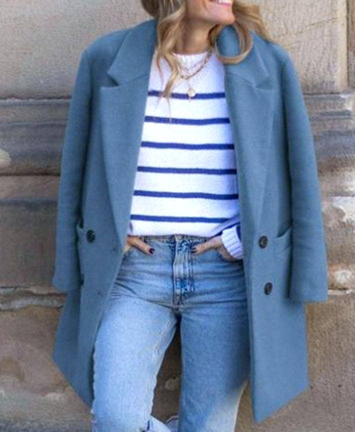 Blue Commuter Tweed Collar Coat