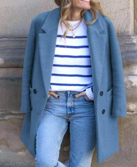 Blue Commuter Tweed Collar Coat
