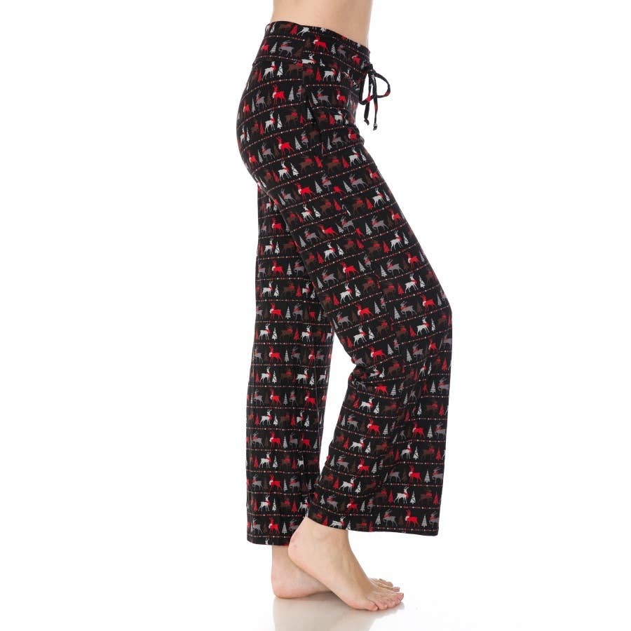 Buttery Soft Deer Print Pajama Pants with Drawstring