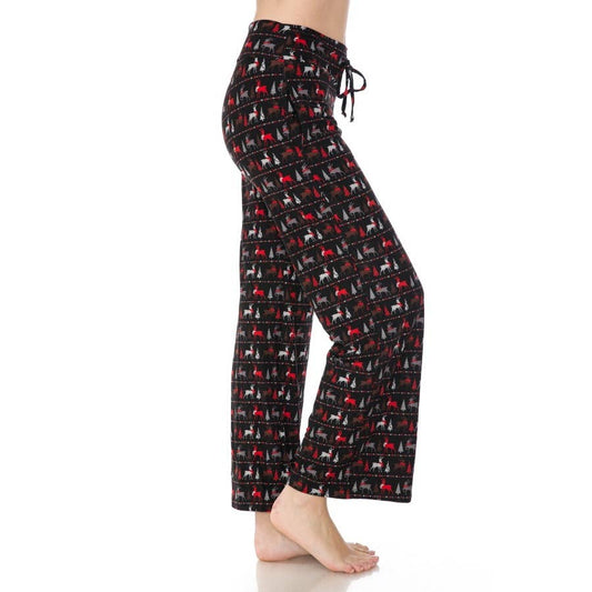 Buttery Soft Deer Print Pajama Pants with Drawstring