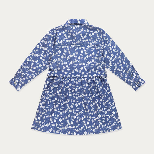Baby/Toddler Floral Shirt Dress: Cobalt Blue