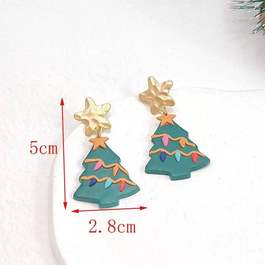 Handmade Clay Christmas Tree Earrings