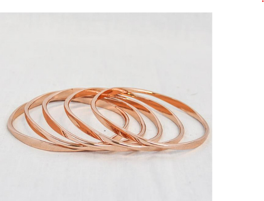Rose Gold Thick & Thin Bangles Bracelet Set