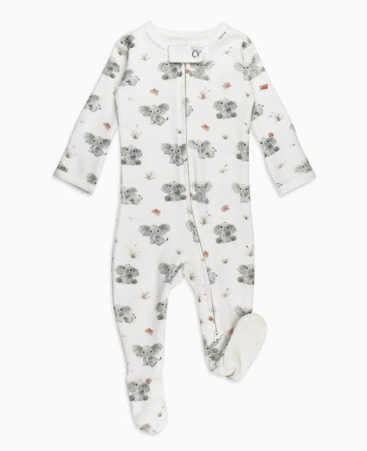 Baby Elephant Organic 2-Way Zipper Footie