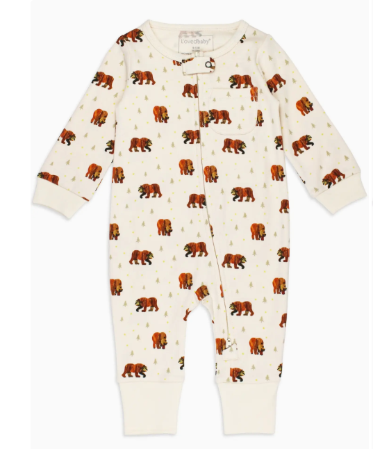 Brown Bear Organic Footless 2-Way Zipper Romper