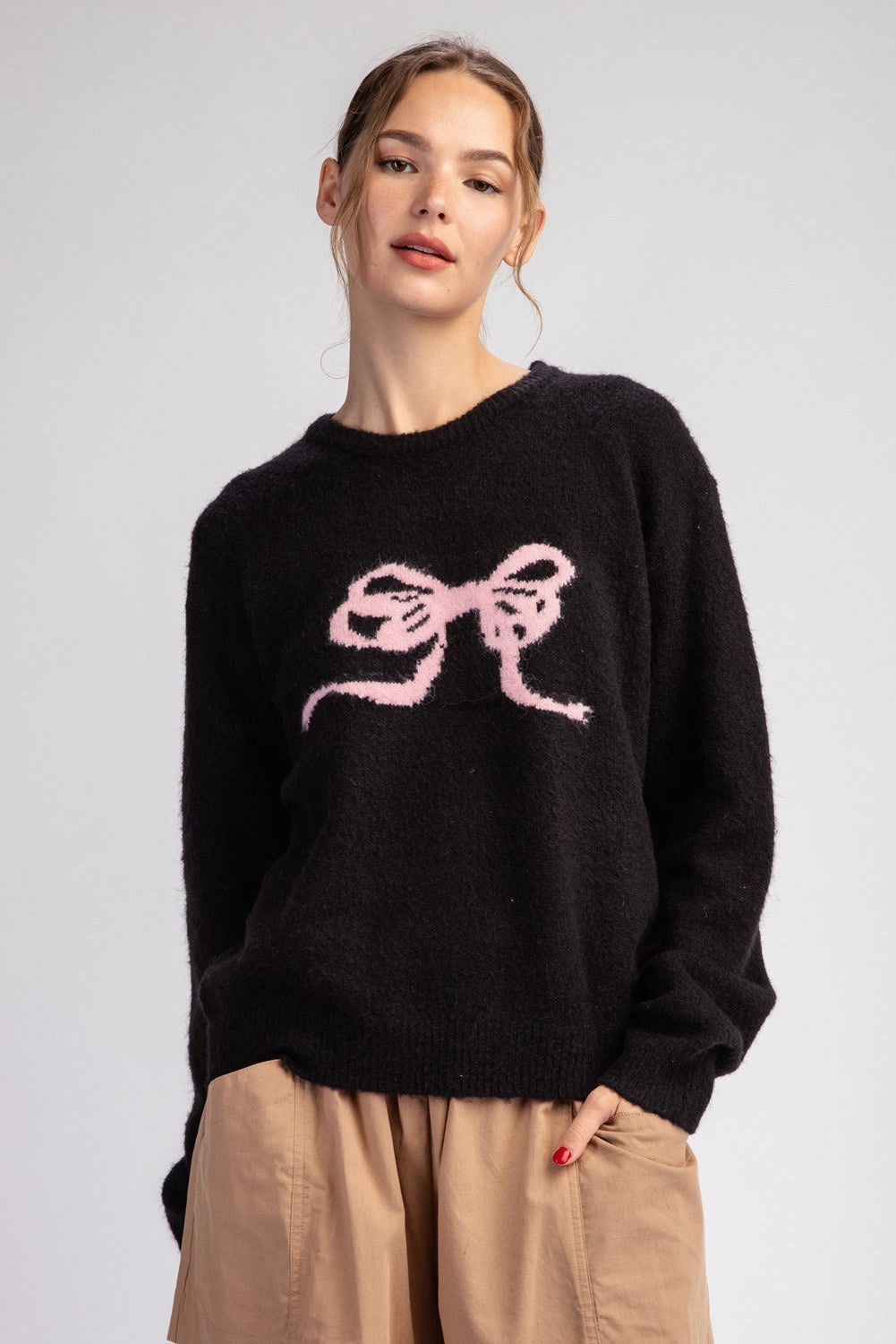 SALE Black Bow Sweater