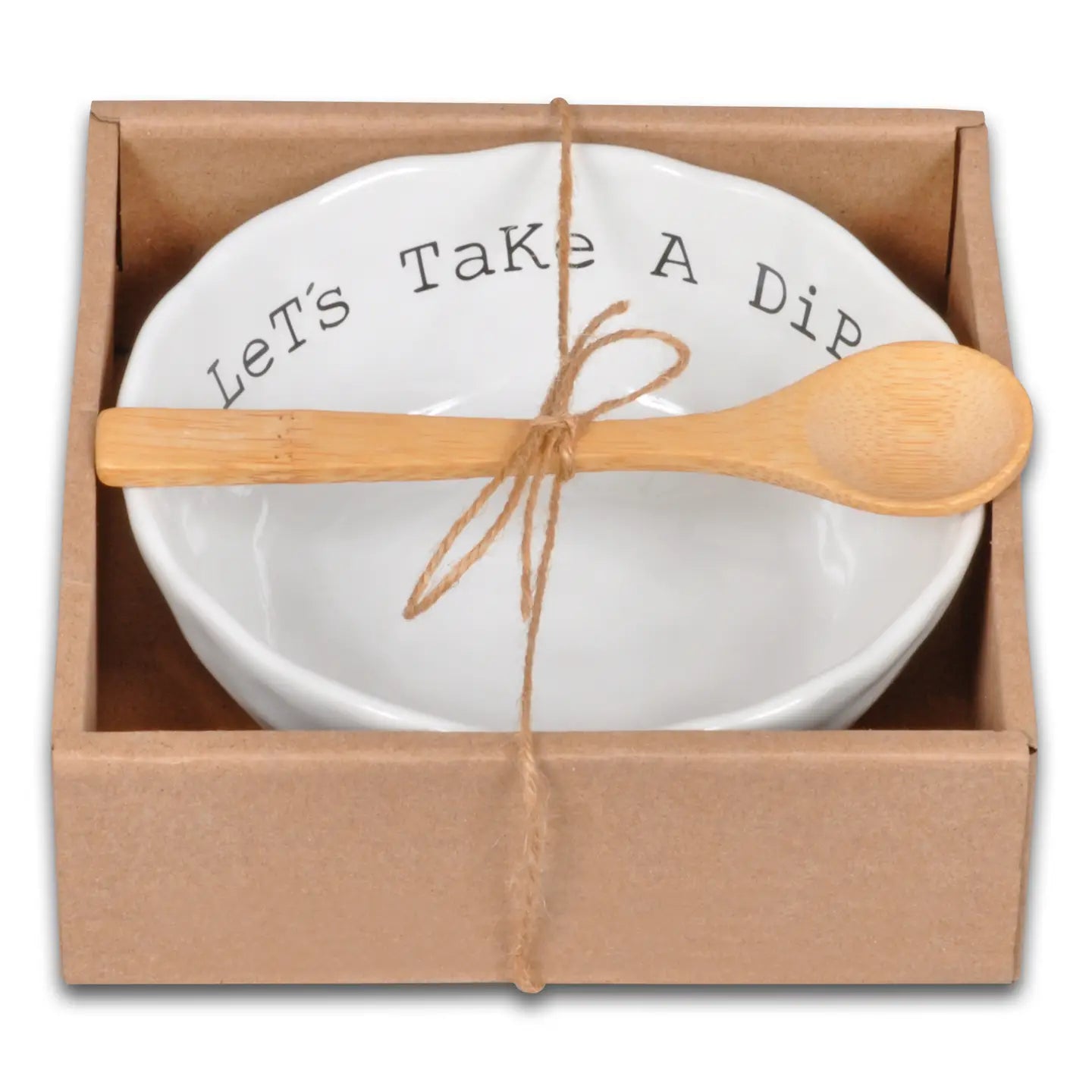"Let's Take a Dip" Bowl w/Wooden Spoon Set (Copy)