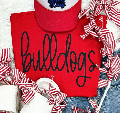 "Bulldogs" Script Print Sweatshirt