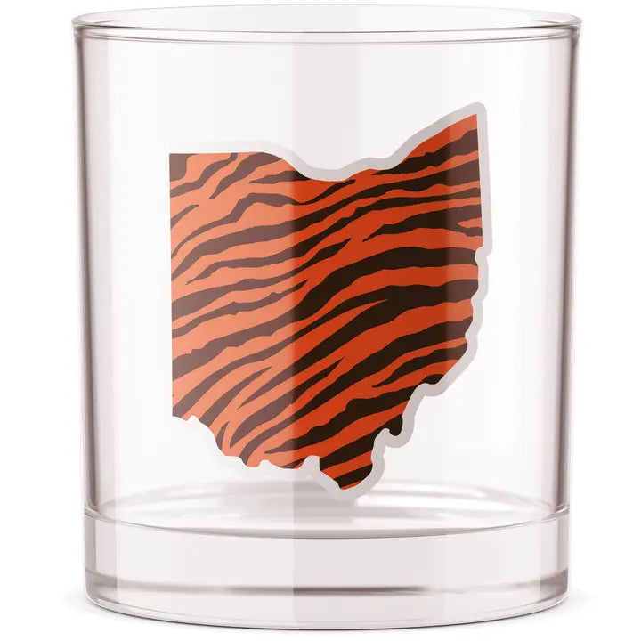 Cincy Bengals Stripe Rocks Glass
