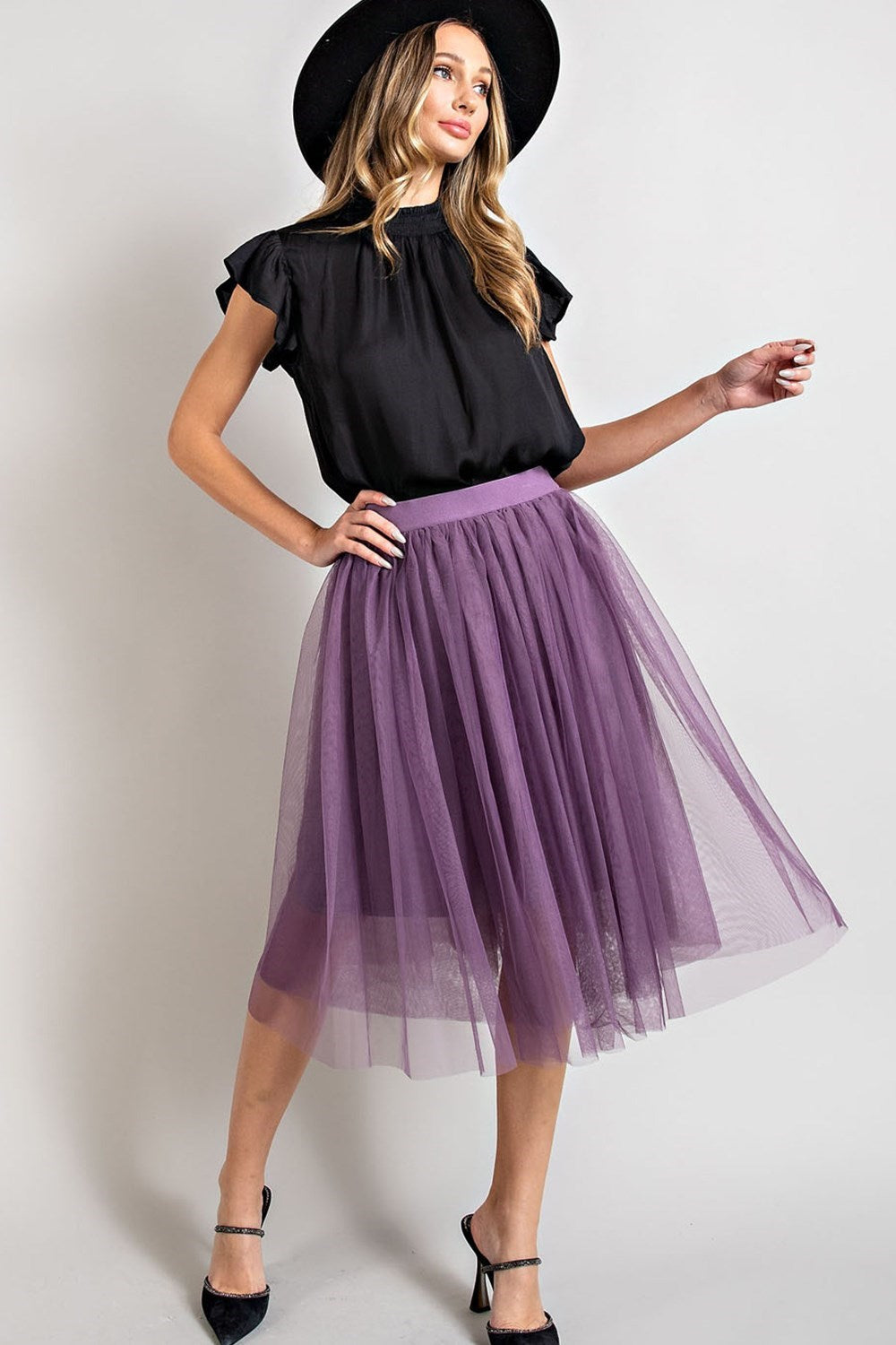 SALE Purple Mesh Mid Skirt