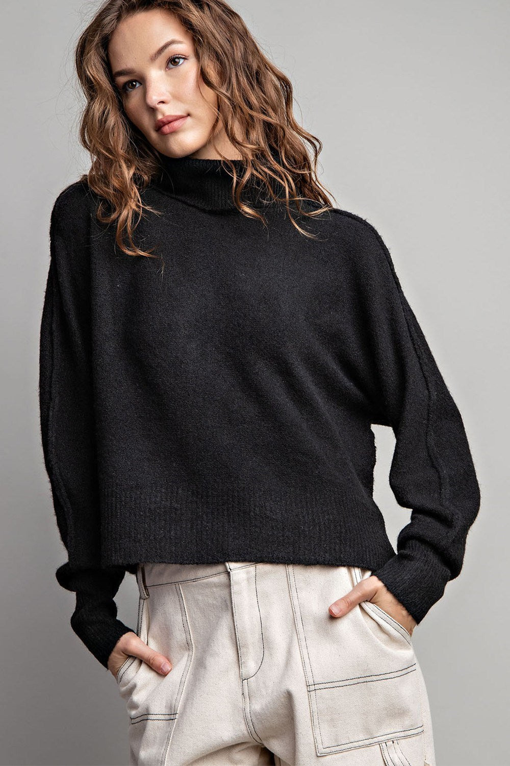 Black Turtle Neck Long Sleeve Sweater