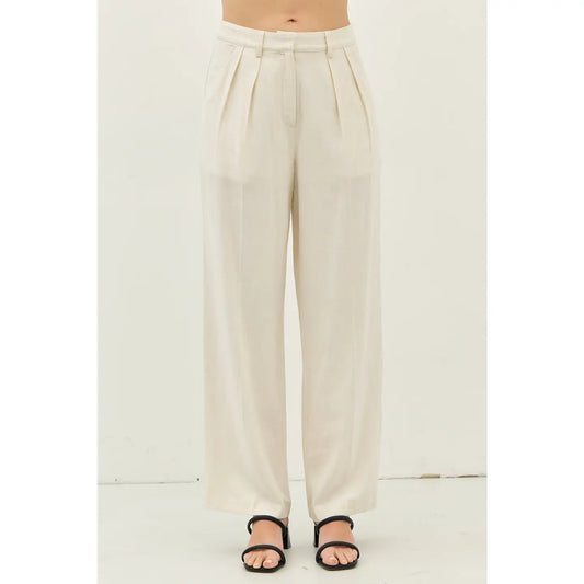 Oatmeal Classic Pleated Trousers