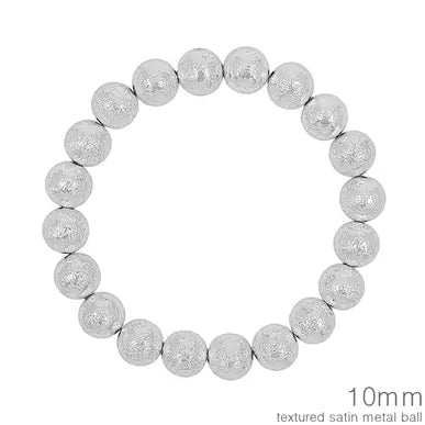 Shiny Silver Beaded Stretch Bracelet