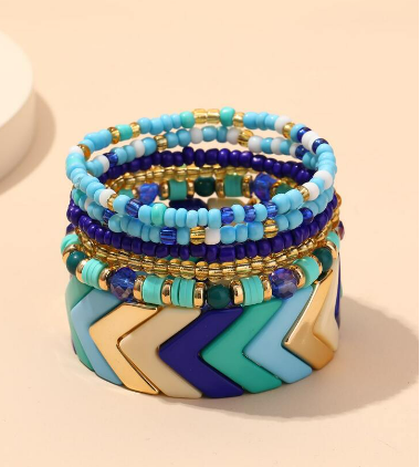 SALE Blues Color Block Bracelet Set