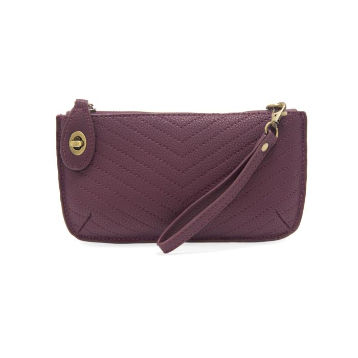 Plum Quilted Mini Crossbody Wristlet Clutch