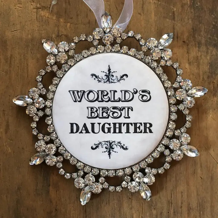 "World's Best Daughter" Rhinestone Ornament