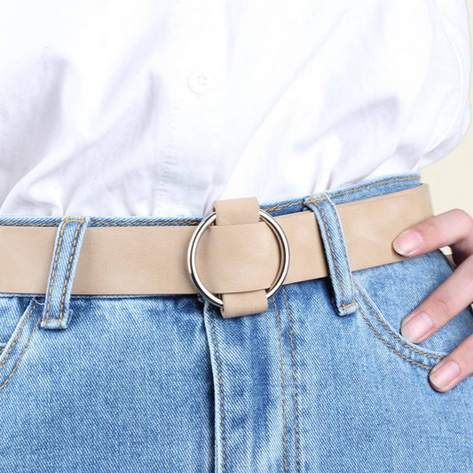 Camel Pin-Free Round Buckle Casual Belt