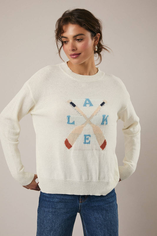 Cream "Lake" Light Weight Round Neck Sweater