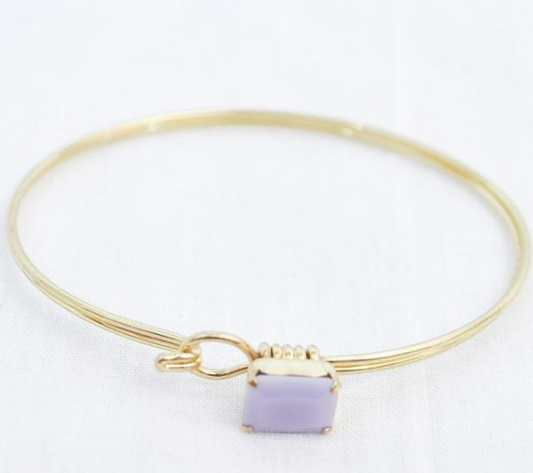 Antique Gold Lilac Square Opal Latch Bracelet