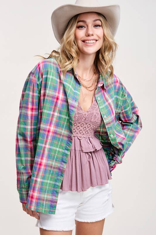 SALE Button Down Spring Summer Plaid Shirts