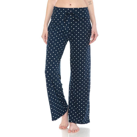 Buttery Soft Navy Polka Dot Pajama Pants with Drawstring