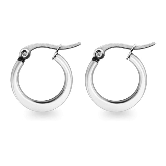 Stainless Steel Flat Oval Tube Hoop Earrings: 25mm
