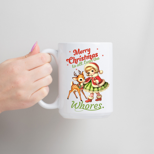 Merry Christmas to All, Reindeer Mug: 15oz