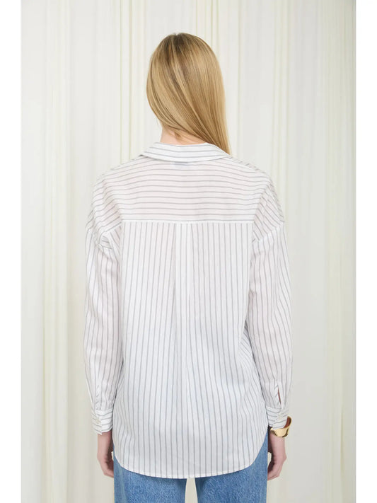 Ivory Striped Button Down Long Sleeve Shirt