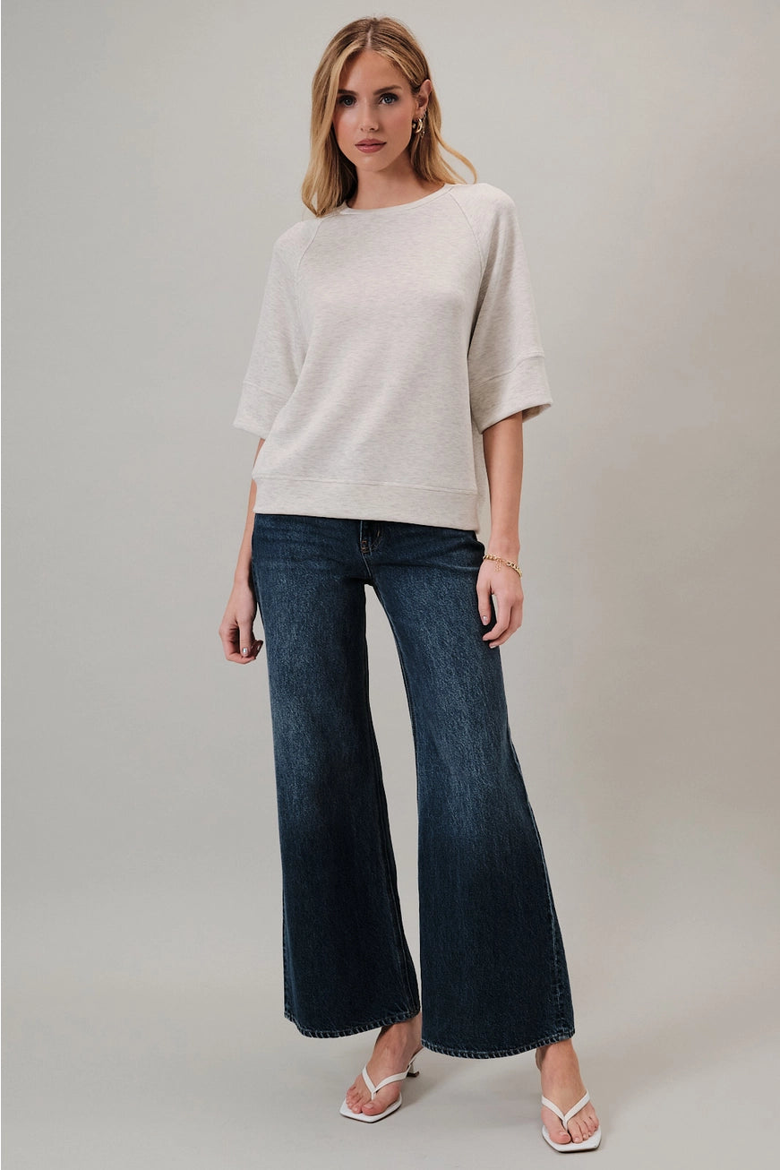 Heather Grey 3/4 Sleeve Modal Ragaln Top