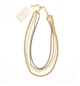 15+ Neutral Beaded 4 Row Necklace