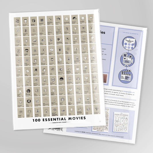 100 Essential Films Scratch-off Chart | 12" x 16" Print