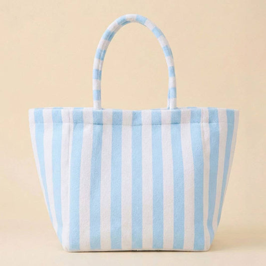 Blue Striped Terry Tote Bag