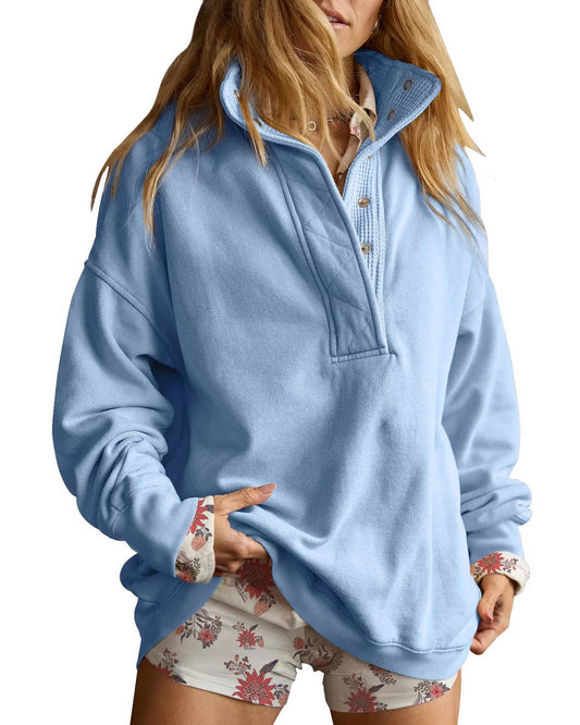 Half-Button Pullover Sweatshirt: Camel / Missy / S