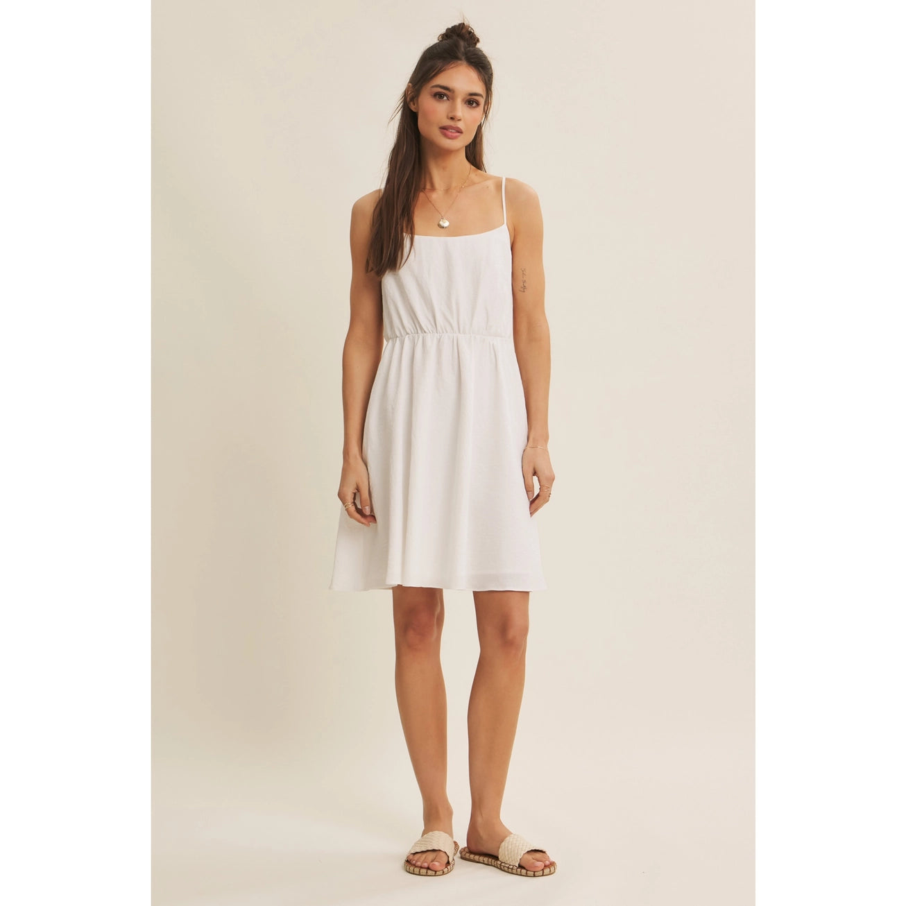 Navy Layering Sweater Vest & White Cami Dress Set