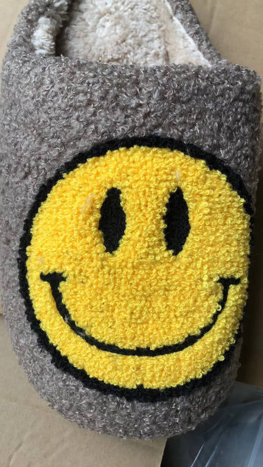 Smiley Face Slippers: Grey