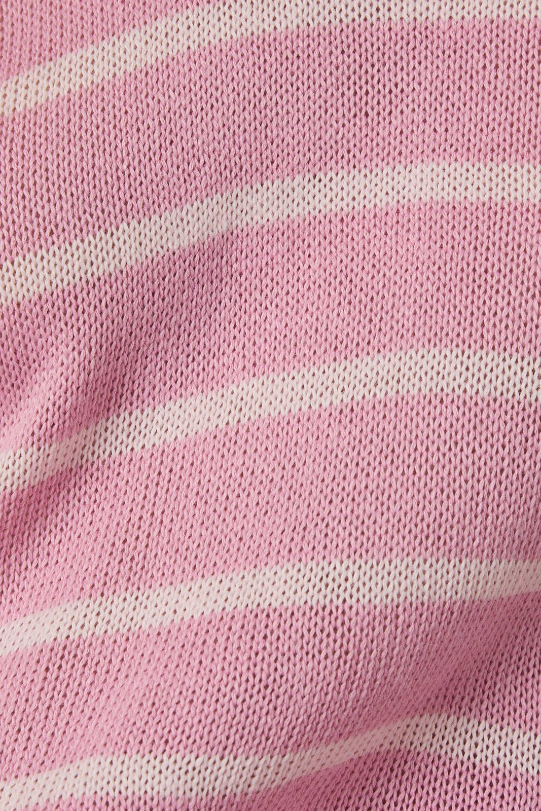 Pink Striped Round Neck Lightweight Sweater